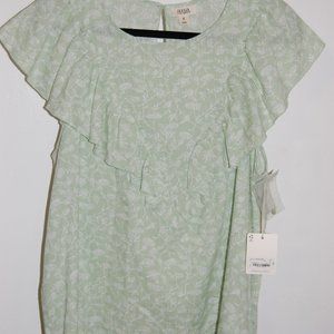 NWT, a.n.a, green floral, sleeveless blouse